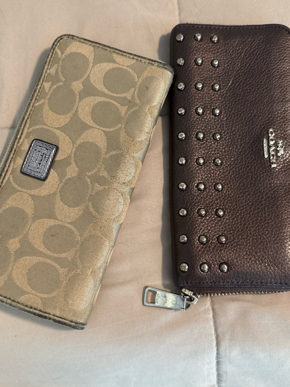 Coach Two-Piece Wallet Set in Tan and Brown